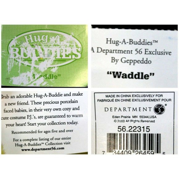 Dept 56 Hug-A-buddies Waddles Yellow Duck Plush Ceramic Face Easter Spring Egg - Picture 10 of 10